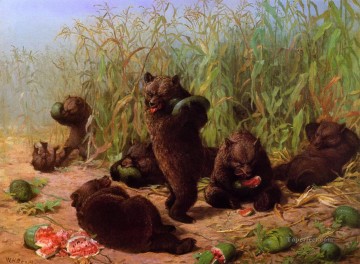  brook Painting - Bears in the Watermelon Patch William Holbrook Beard